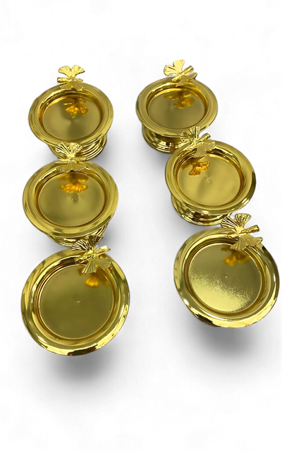  Kelebekli Dekoratif 6 li Gold Renk Makaronluk Lokumluk Kahve Yanı Sunumluk