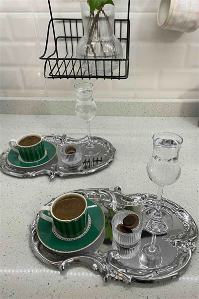 2 li Paslanmaz Çelik Artnova Servis, Çay, Kahve, ikramlık Ve Çeyizlik Sunum Tepsisi