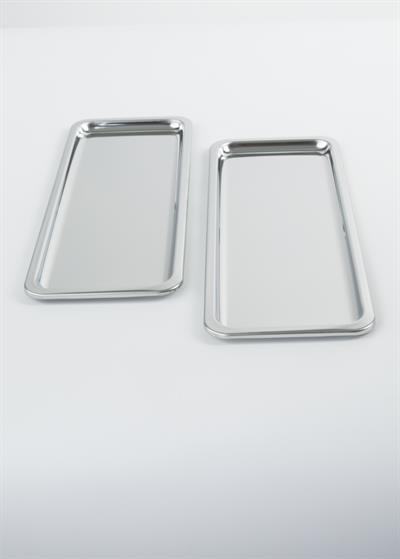 2li Lüks Paslanmaz Çelik Baton Tepsi – Çay, Kahve, Pasta, Sunum ve Çeyiz İçin Dekoratif Servis