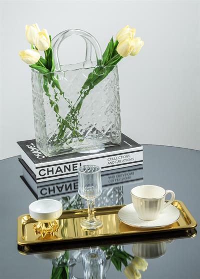 2li Lüks Paslanmaz Çelik Gold Baton Tepsi Seti – Çay, Kahve, Pasta, Sunum ve Çeyiz İçin Dekoratif Servis