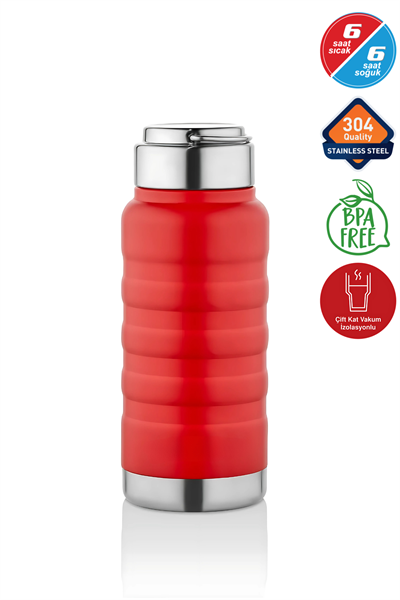 400 ml Kırmızı Paslanmaz Çelik Termos – Su, Meşrubat, Çay için | Kamp, Okul, Piknik, Servis & İkram