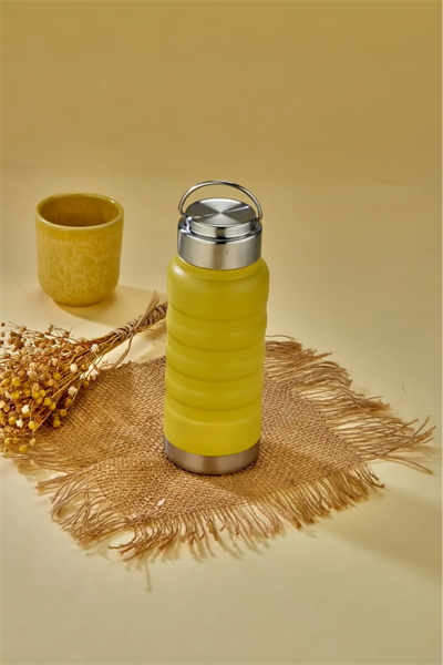 400 ml Sarı Paslanmaz Çelik Termos – Su, Meşrubat, Çay için | Kamp, Okul, Piknik, Servis & İkram