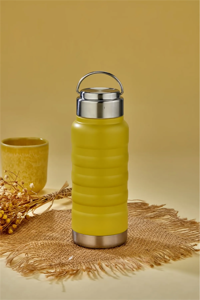 400 ml Sarı Paslanmaz Çelik Termos – Su, Meşrubat, Çay için | Kamp, Okul, Piknik, Servis & İkram