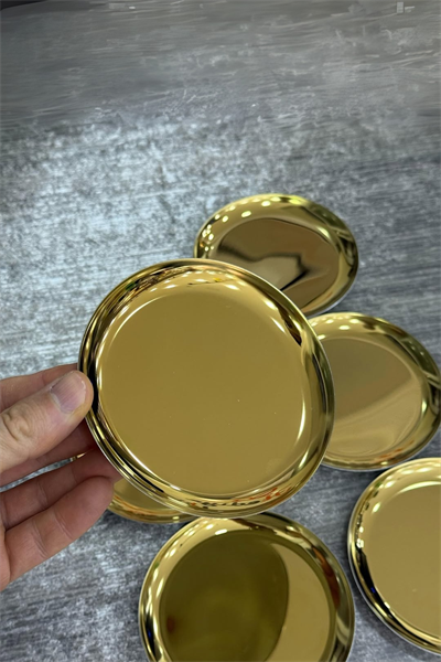 6 lı Mini Gold Renk Paslanmaz Çelik | Tatlı, İkram Çerez Tabağı 12cm  