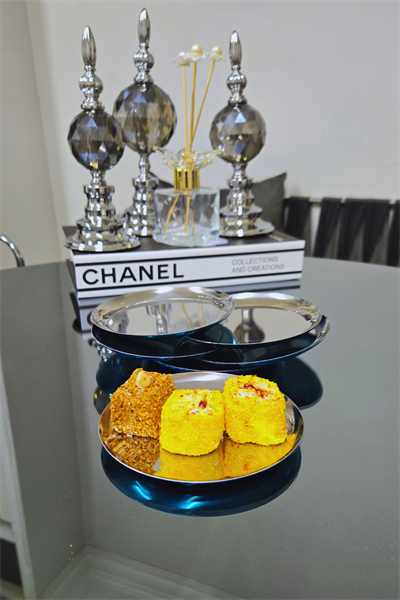 6 lı Mini Gümüş Renk Paslanmaz Çelik | Tatlı, İkram Çerez Tabağı 12cm  