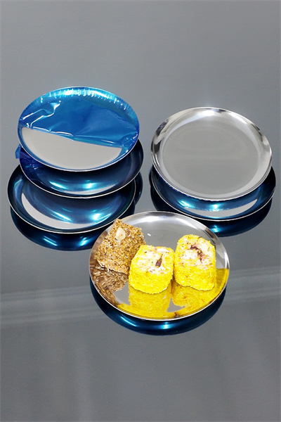 6 lı Mini Gümüş Renk Paslanmaz Çelik | Tatlı, İkram Çerez Tabağı 12cm  