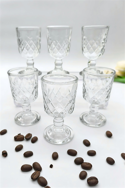 6 lı Kahve Yanı Su Bardağı Platin - Yaren Style