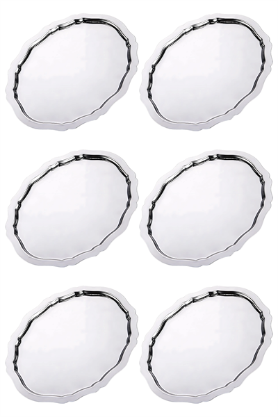 6lı Lüx Oval Kahve Sunum Tepsisi | Paslanmaz Kararmaz Kahve, Çay, Dekoratif Sunum Tepsi 25x20cm