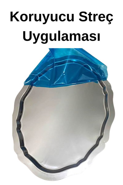 6lı Lüx Oval Kahve Sunum Tepsisi | Paslanmaz Kararmaz Kahve, Çay, Dekoratif Sunum Tepsi 25x20cm