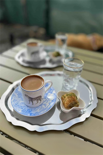 6lı Lüx Oval Kahve Sunum Tepsisi | Paslanmaz Kararmaz Kahve, Çay, Dekoratif Sunum Tepsi 25x20cm