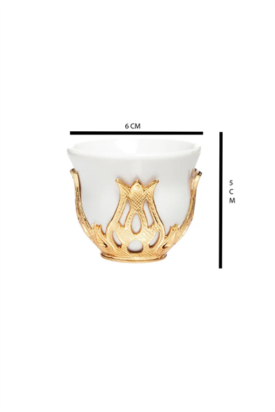 Altılı Gold Metalli Kahve Fincanı Takımı – Mırra Kahvesi Sunumu İçin Özel Set  | Arap Espresso & Zemzem Takımı