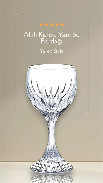 Ayaklı Kristal 6 Lı Kahve Yanı Su Bardağı