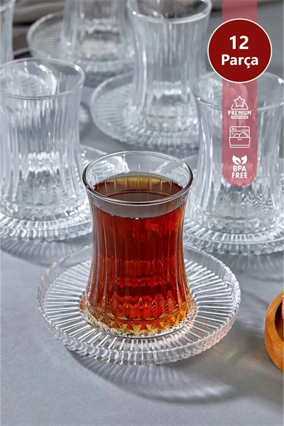 Elegant 6 Kişilik 12 Parça Çay Bardağı Seti