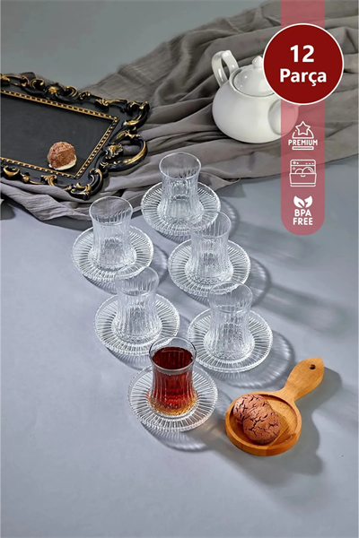 Elegant 6 Kişilik 12 Parça Çay Bardağı Seti