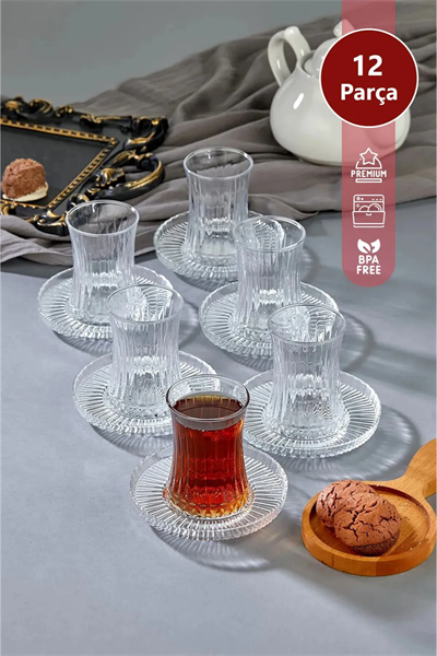Elegant 6 Kişilik 12 Parça Çay Bardağı Seti