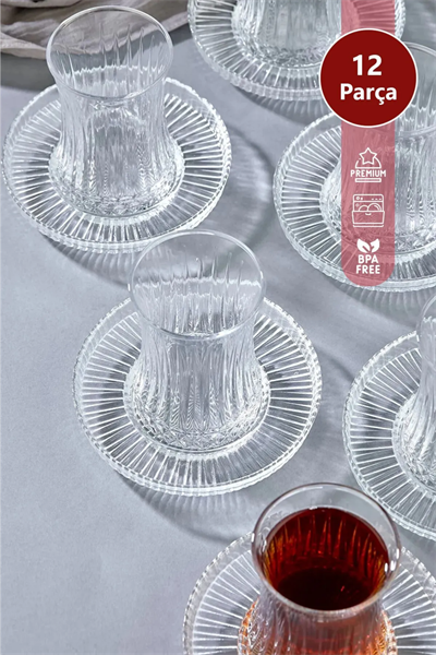 Elegant 6 Kişilik 12 Parça Çay Bardağı Seti