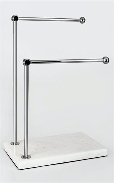 Mermer Ayaklı Gümüş Metal 2 Katlı Havluluk & Kağıt Havluluk Standı