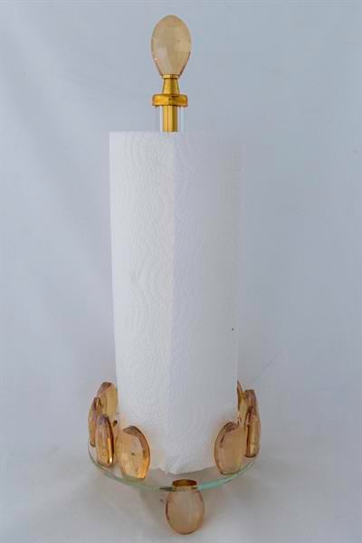Kristal Taşlı Kağıt Havluluk 35x13 – Altın Renk, Lüks Metal, Tezgah Üstü Mutfak/Banyo, Standart Rulo Peçetelik