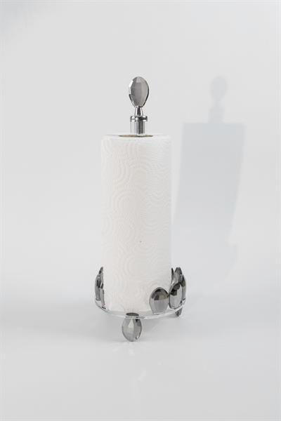 Kristal Taşlı Kağıt Havluluk 35x13 – Gümüş Renk, Lüks Metal, Tezgah Üstü Mutfak/Banyo, Standart Rulo Peçetelik