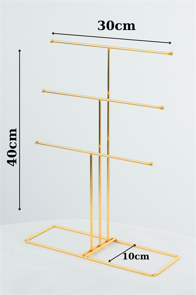 Lüks Gold Kaplama Takı Organizeri – Paslanmaz Çelik, 30x10x40 cm