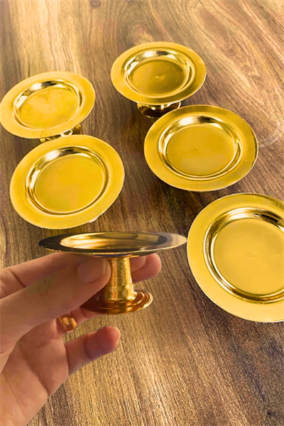 Lüx 6 li Gold Kaplama Makaronluk Lokumluk Kahve Yanı Sunumluk