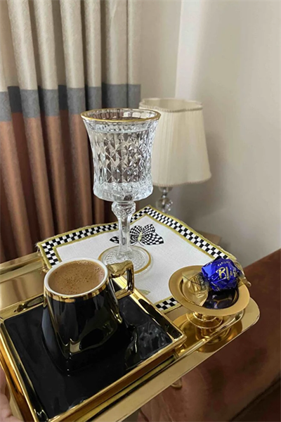 Lüx 6 li Gold Kaplama Makaronluk Lokumluk Kahve Yanı Sunumluk