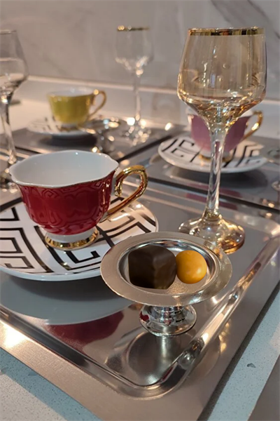 Lüx 6 li Gümüş Kaplama Makaronluk Lokumluk Kahve Yanı Sunumluk