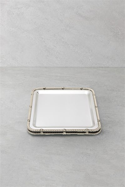 Royal Corda Paslanmaz Çelik Döküm Çerçeveli Sunum Tepsisi 22x22 cm - 2li Set