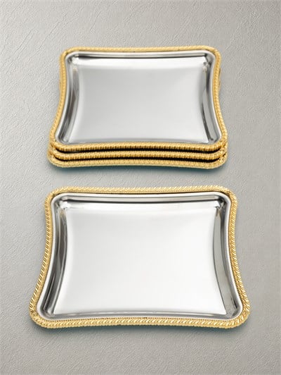 Royal Corda 4lü Paslanmaz  - Döküm Çerçeveli Sunum Tepsisi 19x22 cm