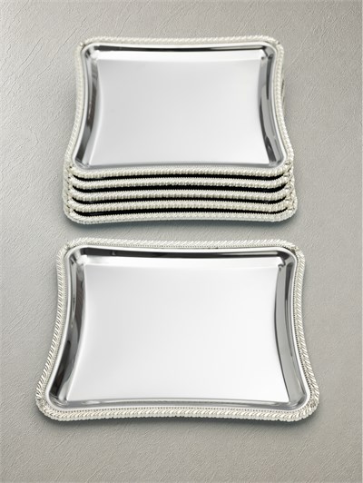 Royal Corda 6lı Paslanmaz  - Döküm Çerçeveli Sunum Tepsisi 19x22 cm