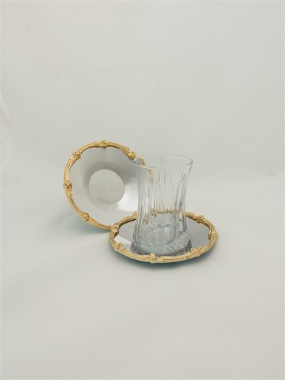 Royal Rose 6lı Çelik Çay Bardağı Tabağı