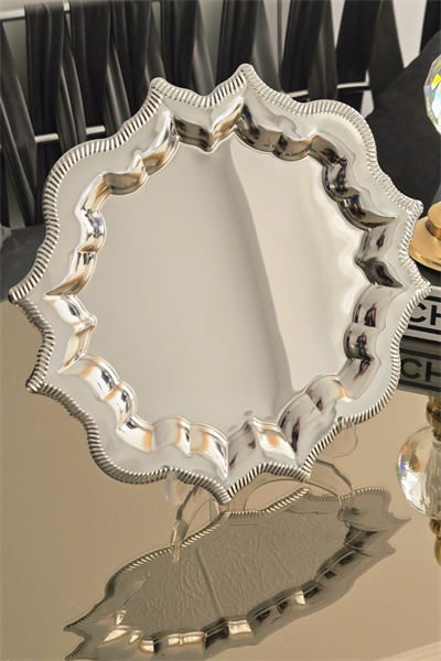 Tek Kişilik Yıldız Paslanmaz Sunum Tepsisi | Söz Tepsisi | Nişan Tepsisi Çeyiz, Kahve, Çay, Dekoratif Sunum Tepsi 25x25cm