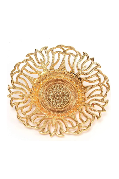 Türk Kahvesi Sunum Seti – Gold Metal Lale Motifli 6lı Kahve Fincan Takımı