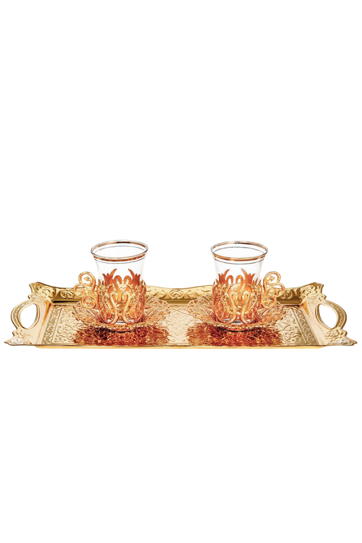 Yaren Styleİkili Osmanlı Lale Dekorlu Kuplu Çay Bardağı, Çay Kaşığı & Tepsiliİkili Osmanlı Lale Dekorlu Gold Kuplu Çay Bardağı, Çay Kaşığı & Tepsili