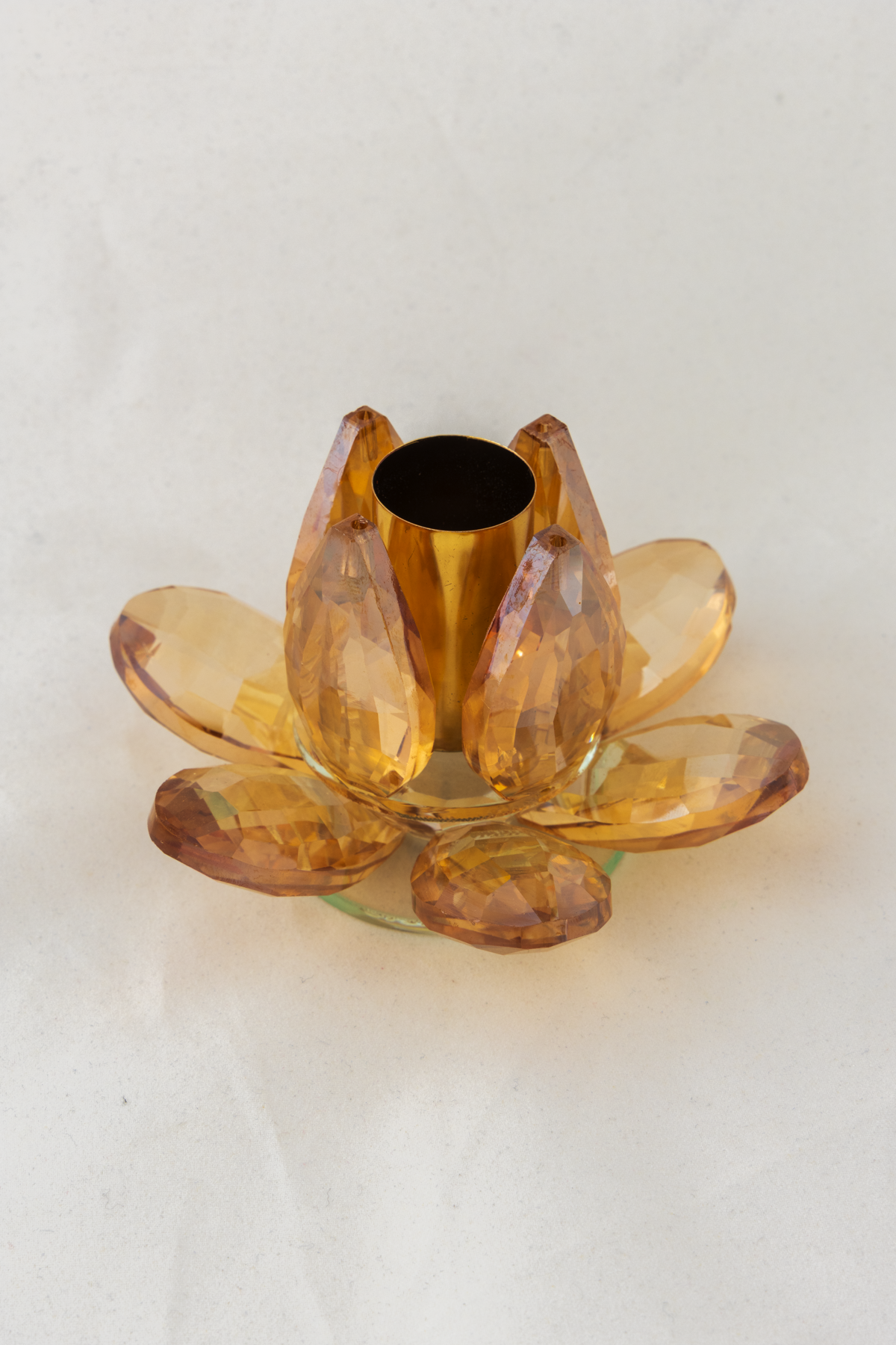Kehribar Kristal Lotus Cam Mumluk Şamdan – Tekli - Yaren Style