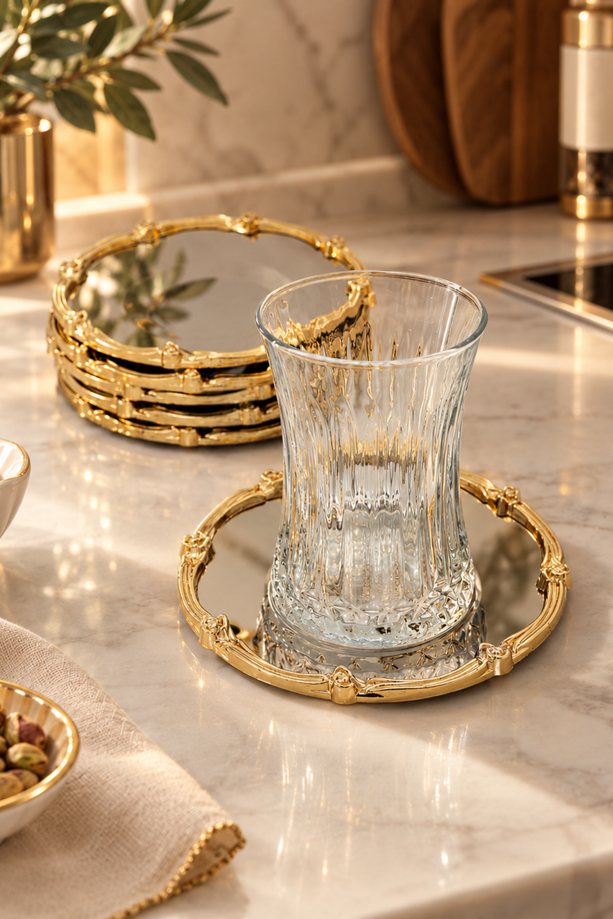 Royal Rose 6'lı Paslanmaz Çelik Çay Tabağı | Yaren Style - Yaren Style