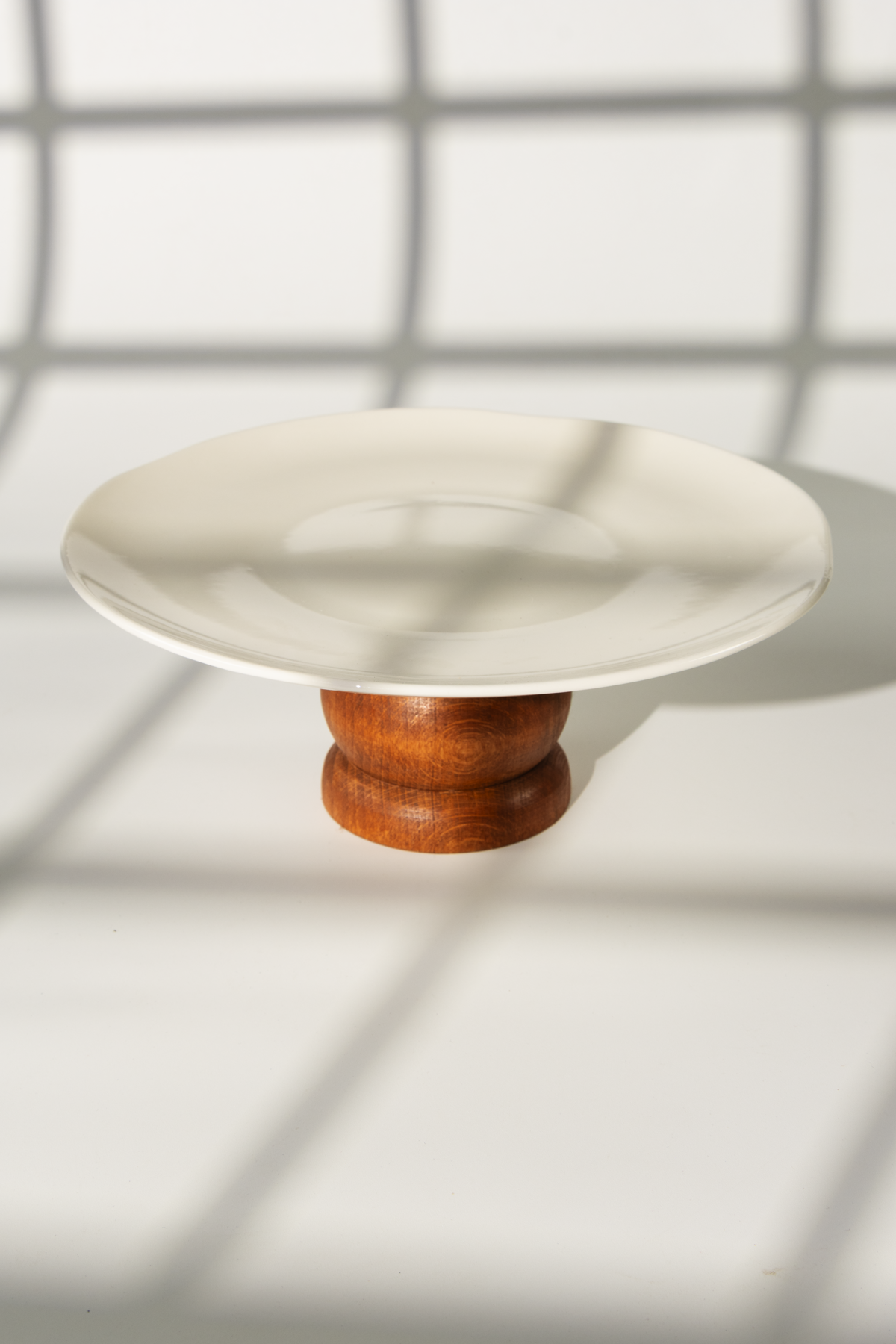 Rustik Ahşap Ayaklı Porselen Sunum Tabağı 22,5 cm – Demonte, 10 cm - Yaren Style