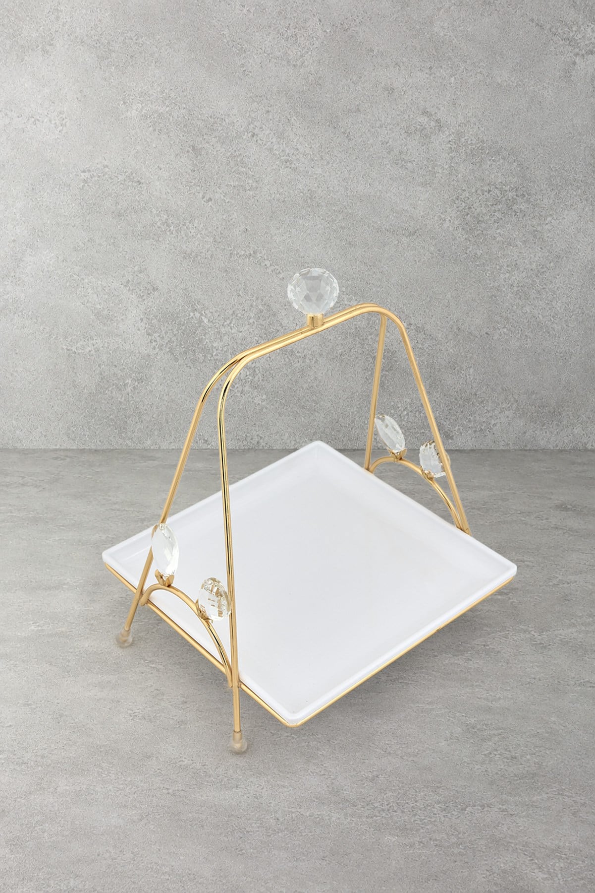 Linea Cristallo Kristal Taşlı Gold Sunumluk 20x20 cm | Yaren Style - Yaren Style