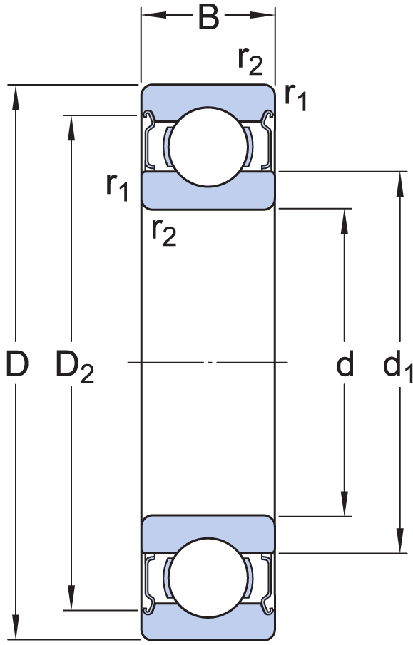 SKF 6207-2Z/C3 Rulman Teknik Çizimi