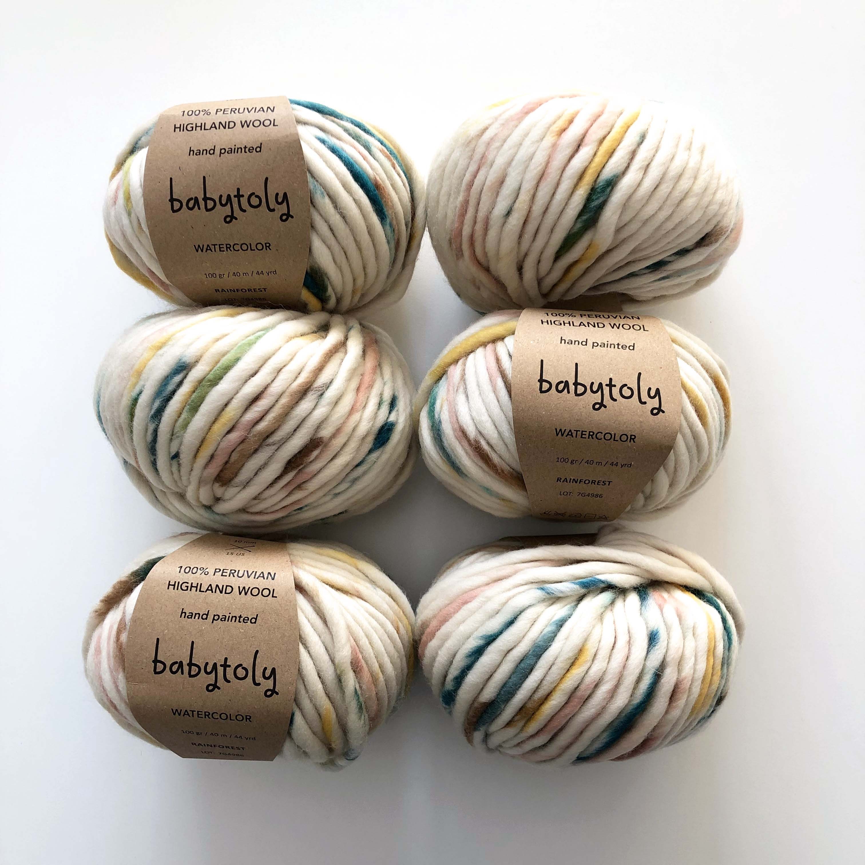100% Peruvian Highland Wool Yarn - Rainforest, watercolor dye