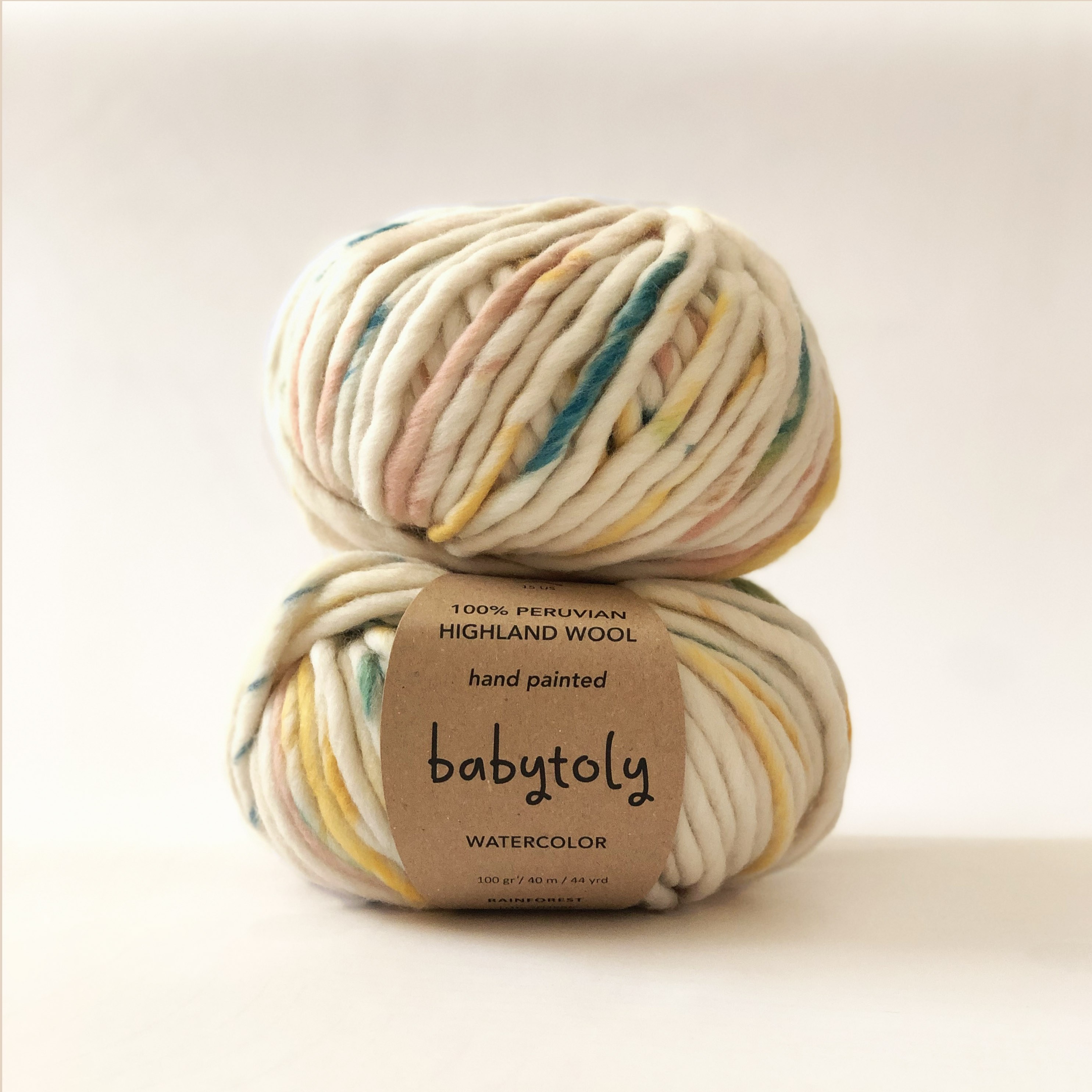 100% Peruvian Highland Wool Yarn - Rainforest, watercolor dye