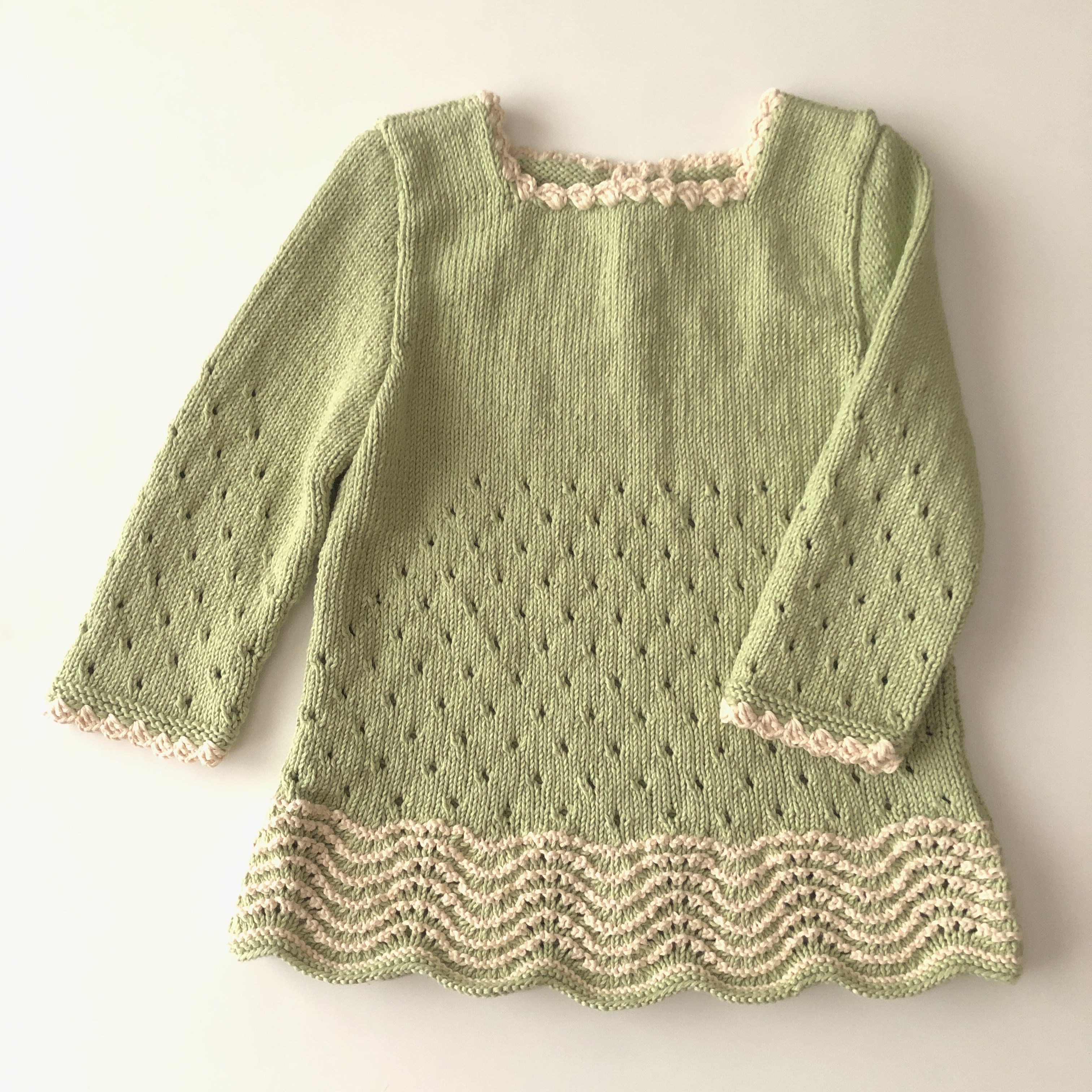 Artemis Dress Long Sleeve / 2 Color, Pistachio × Natural