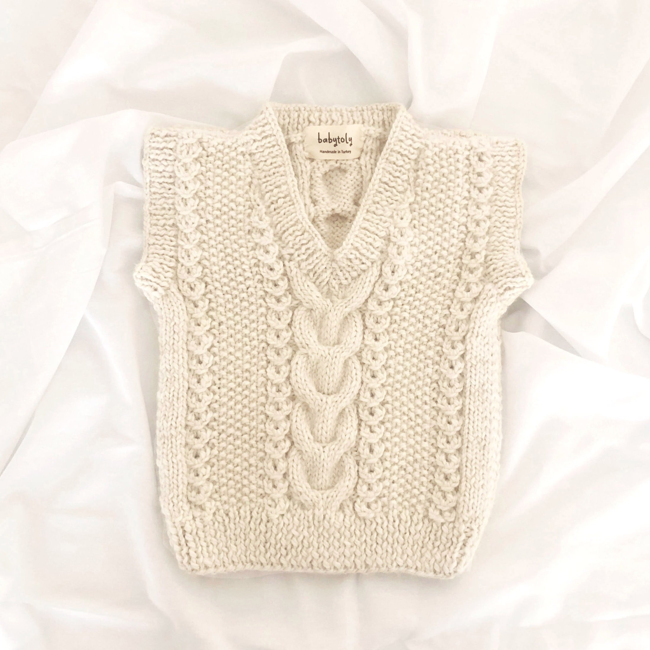 Baby Alpaca Cable Vest & Beanie Set - 100% Baby Alpaca