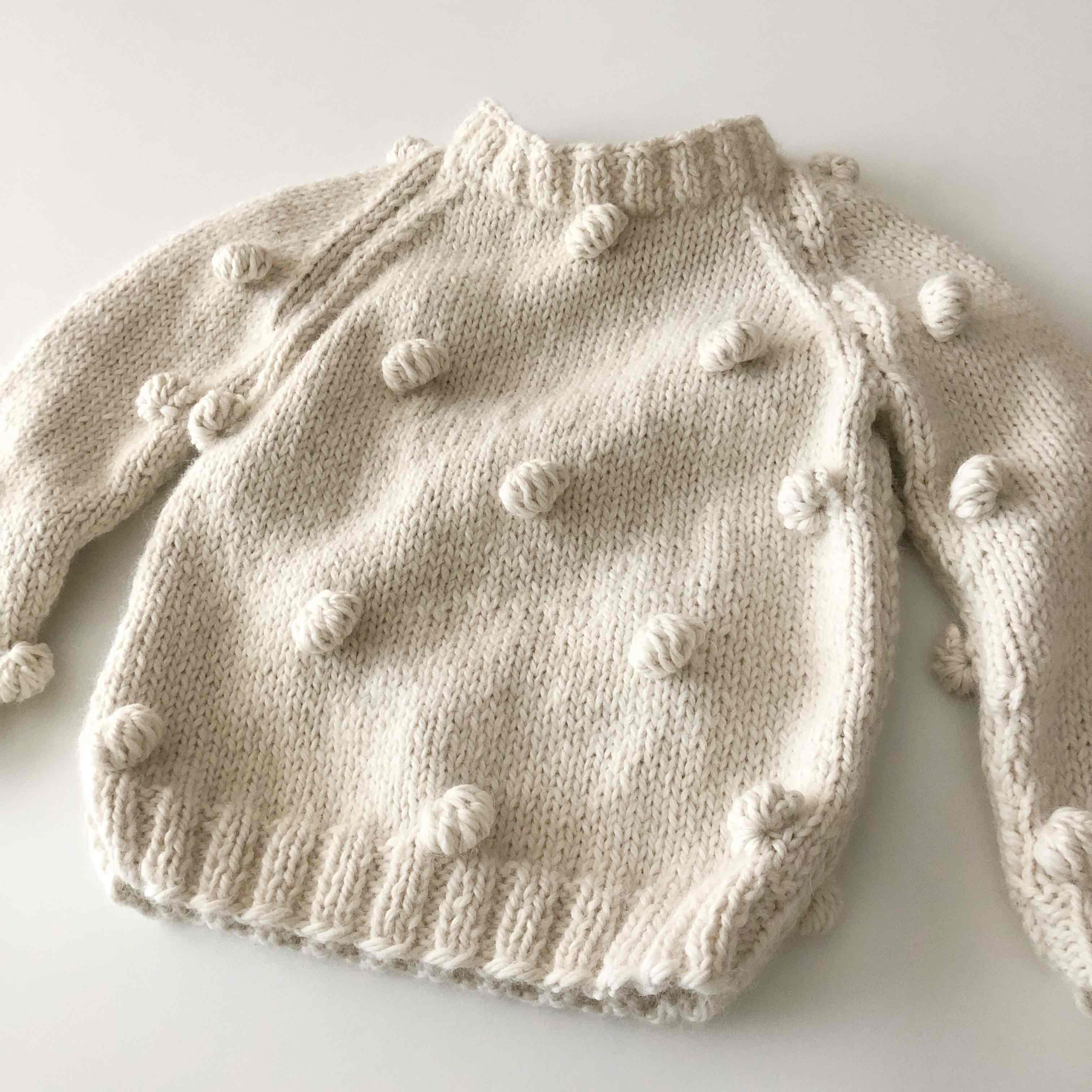 Baby Alpaca Popcorn Sweater & Beanie Set, Natural