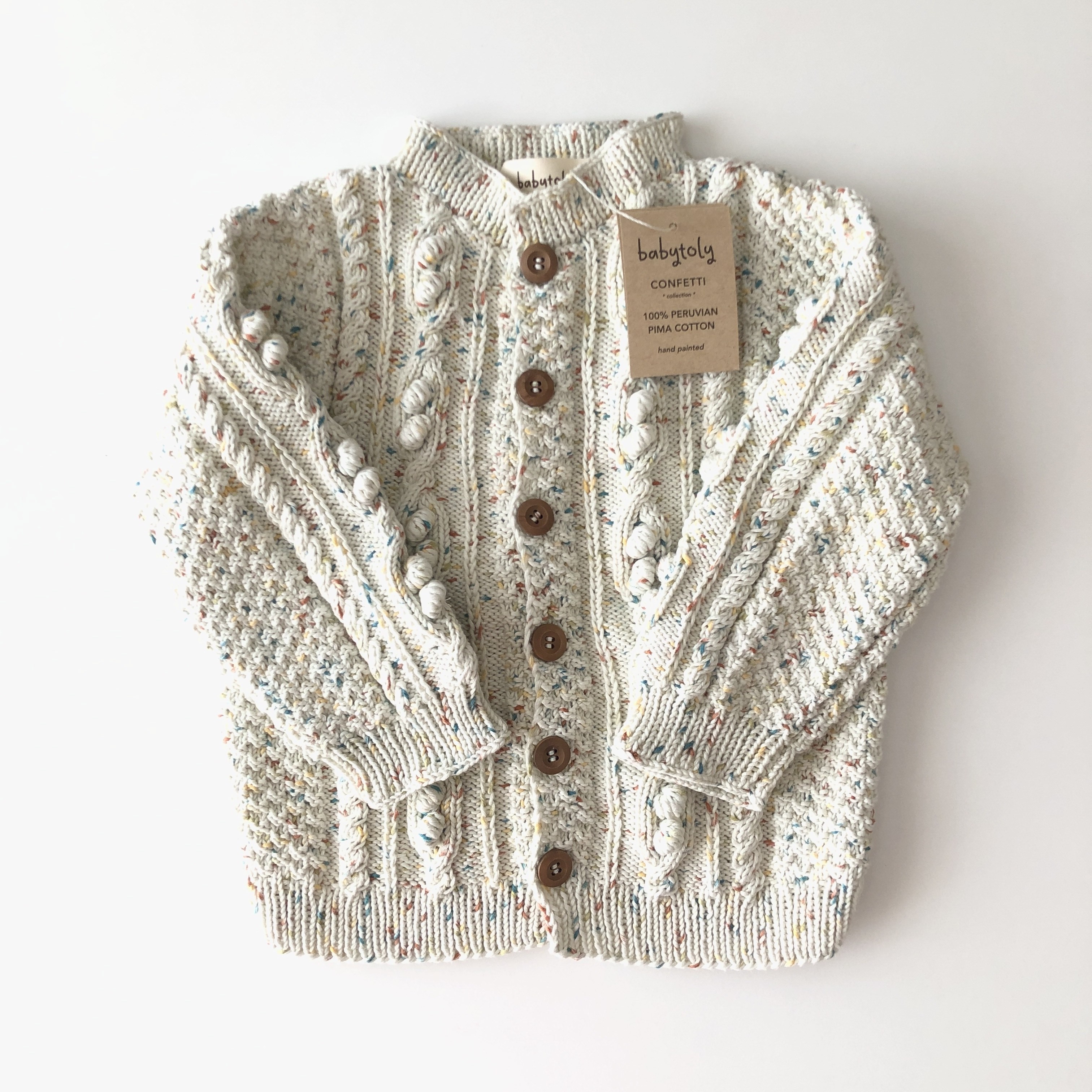 Cable Popcorn Cardigan, Exclusive Confetti - Four seasons