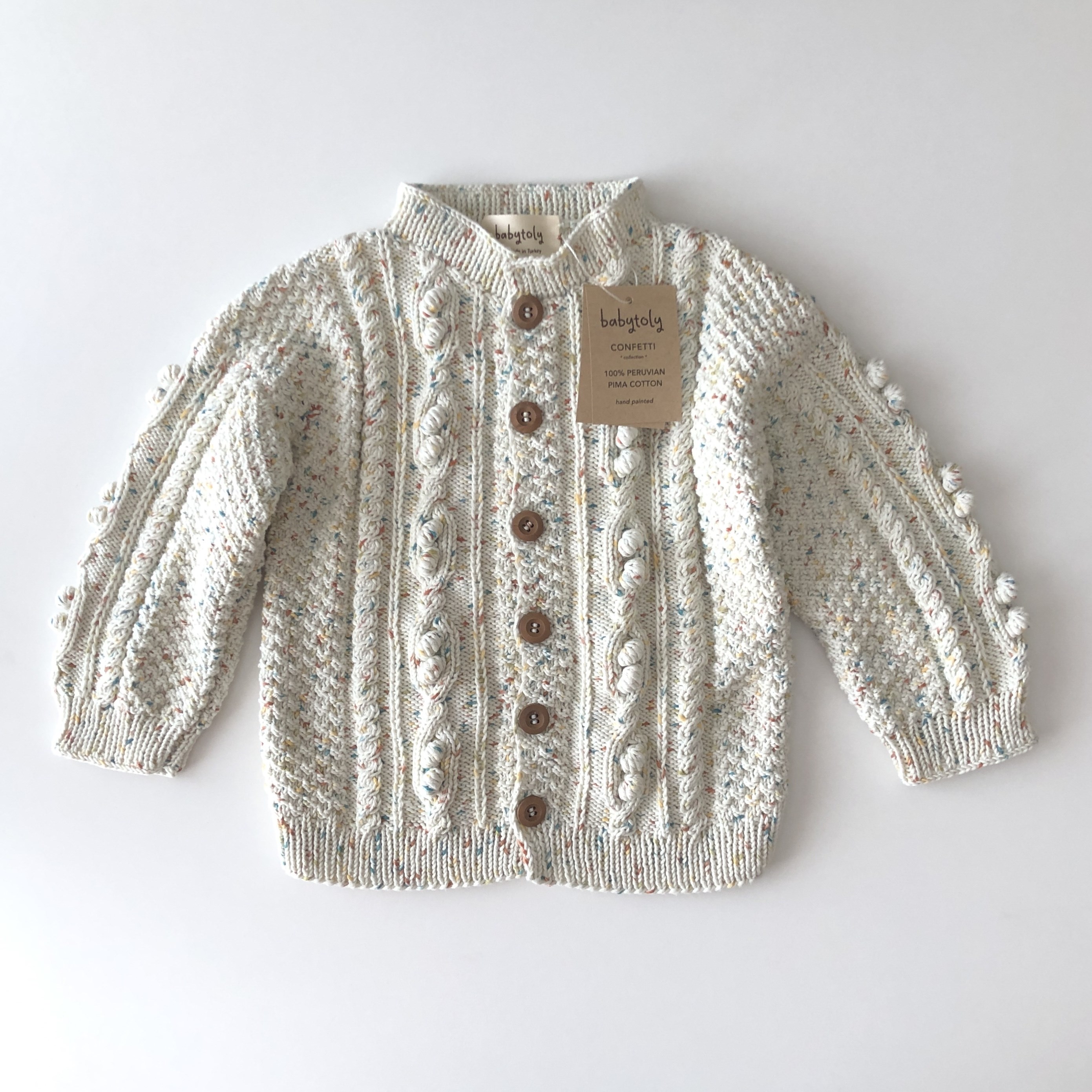 Cable Popcorn Cardigan, Exclusive Confetti - Four seasons