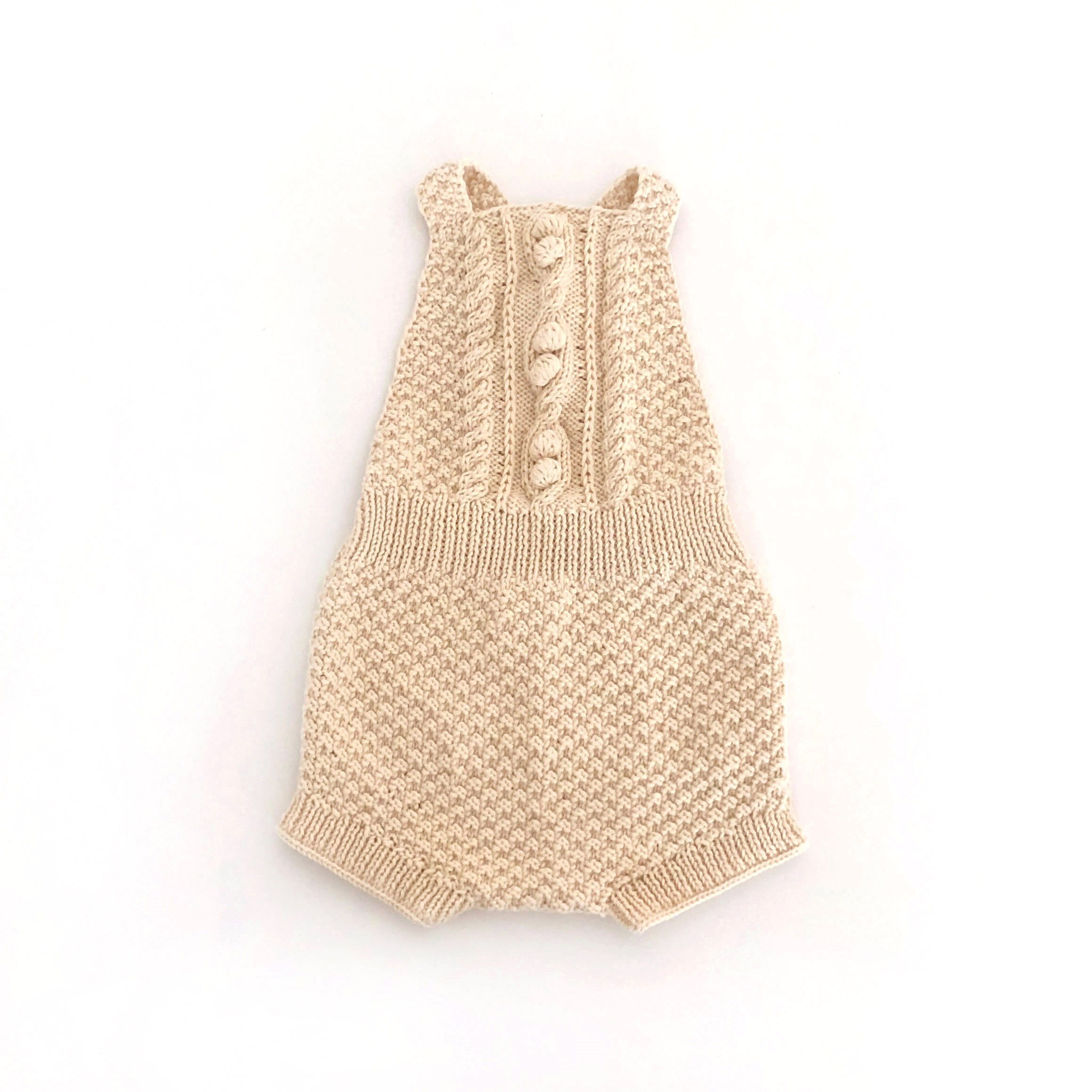 Cable Popcorn Romper, Custom Color
