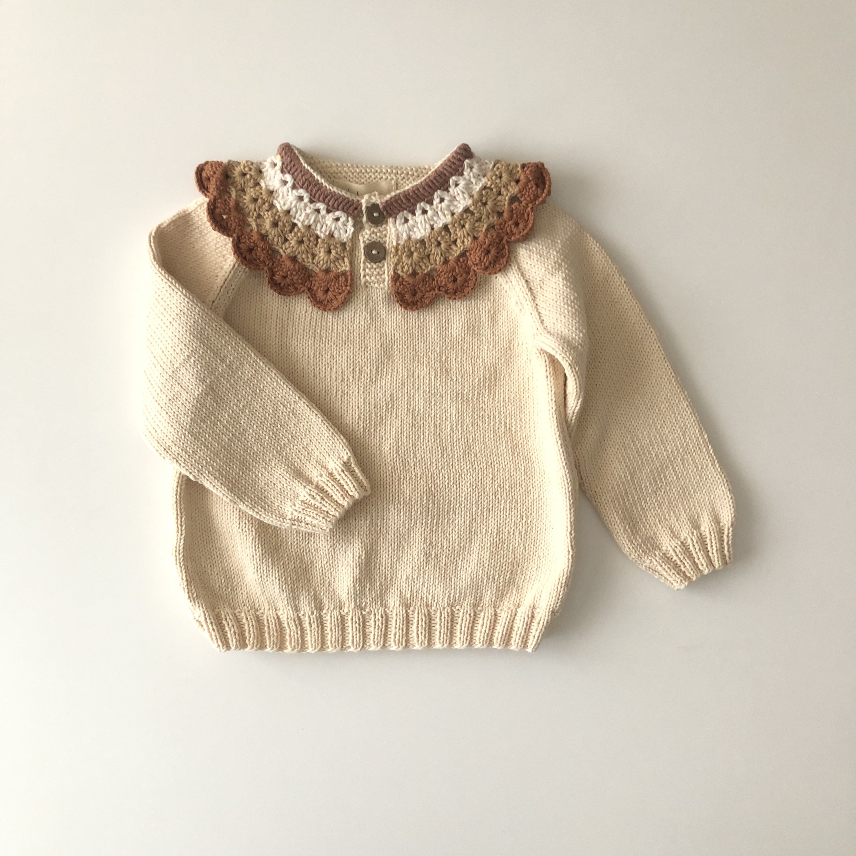 Camille Collar Sweater, Natural×Terracotta Collar