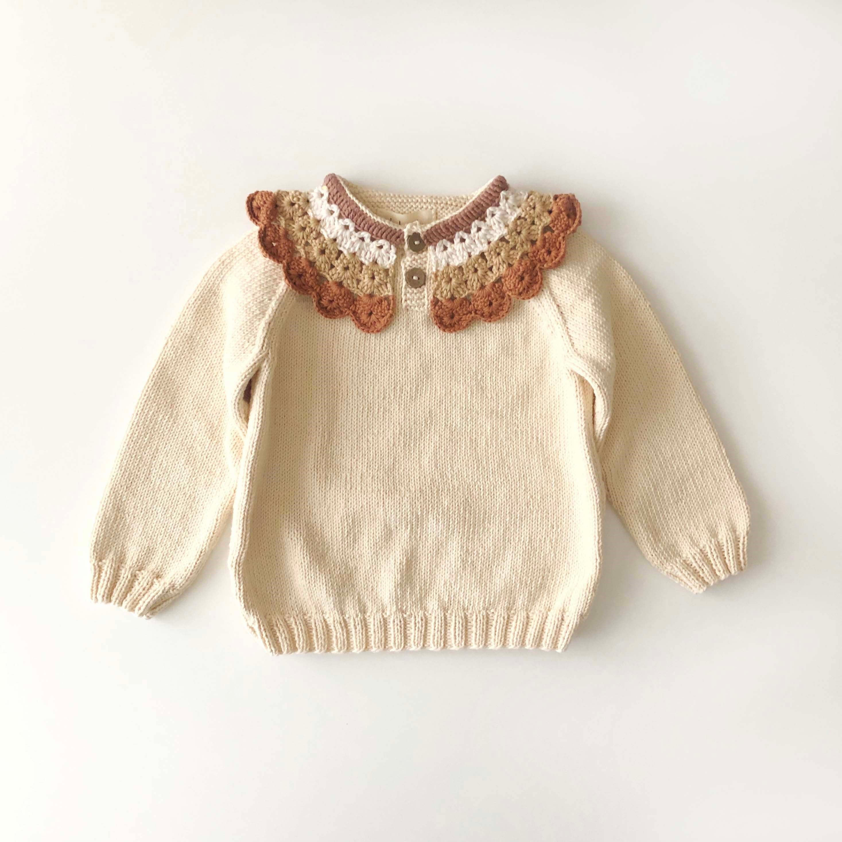 Camille Collar Sweater, Natural×Terracotta Collar