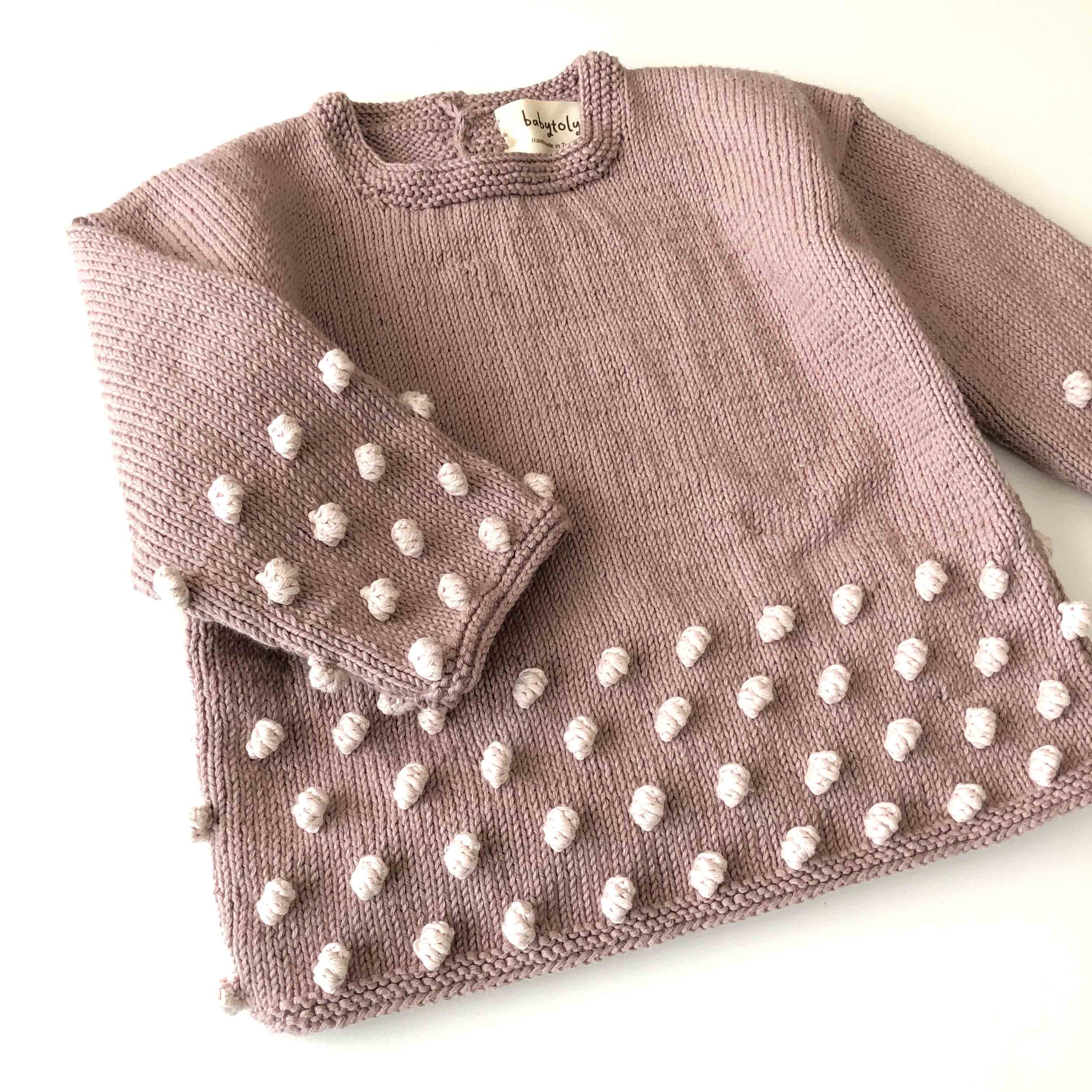 Comfy Popcorn Sweater, Dusty rose